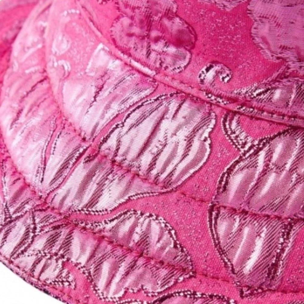 Gucci‎ Reversible Bucket Hat Fuchsia Pink Metallic GG Monogram Floral 697361 M